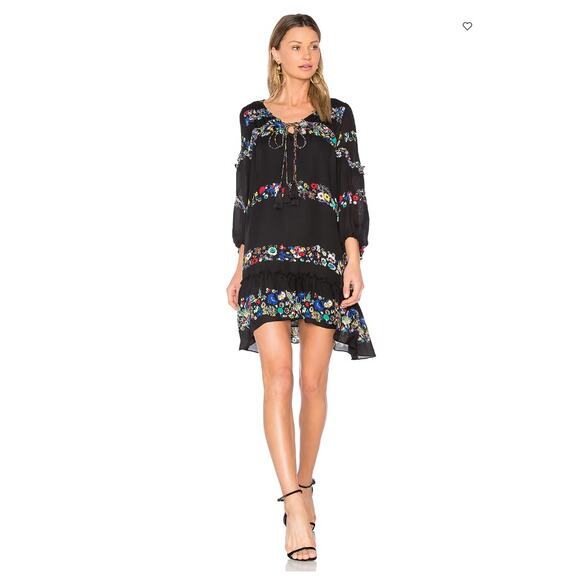 DEREK LAM 10 CROSBY Floral Bell Sleeve Silk Ruffle Dress // 2 - Picture 1 of 14